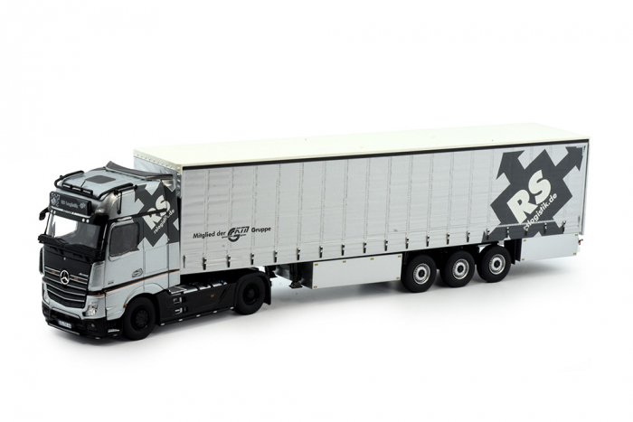 Mercedes Actros mit 3-achsig Schiebeplanenauflieger der Spedition "RS Logistik" 