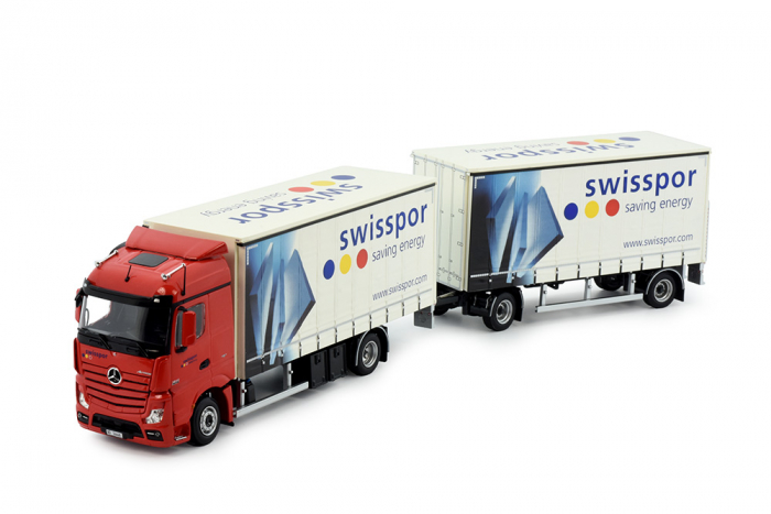 Mercedes Actros Schiebeplanenhängerzug "Swisspor"