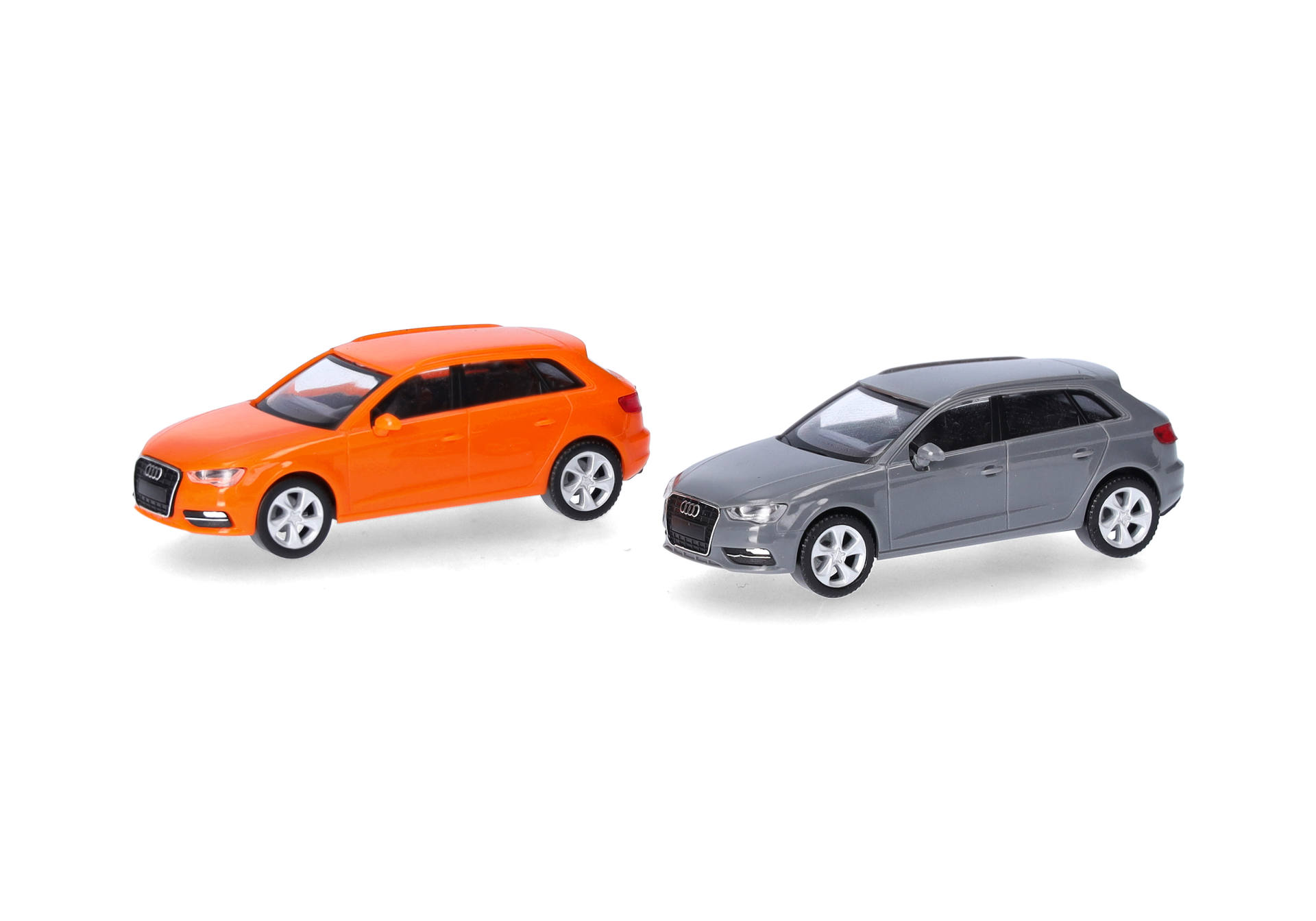 Herpa MiniKit: Audi A3 Sportback (2012) Glutorange und Nardograu, 2 Stück Audi Modellautos
