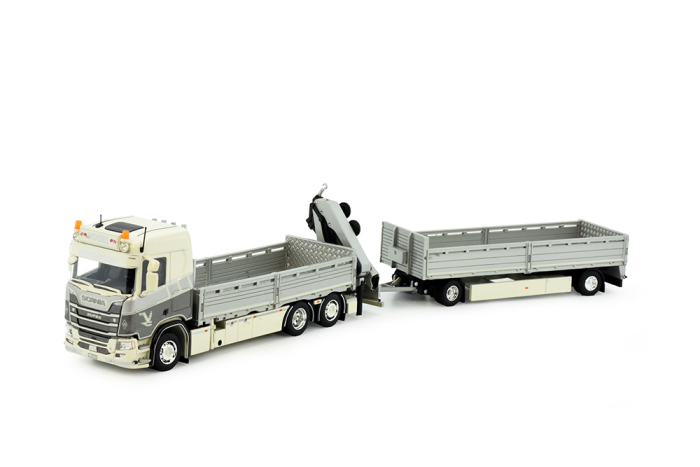Scania Pritsche mit Anhänger und Ladekran "Vogel Transport"