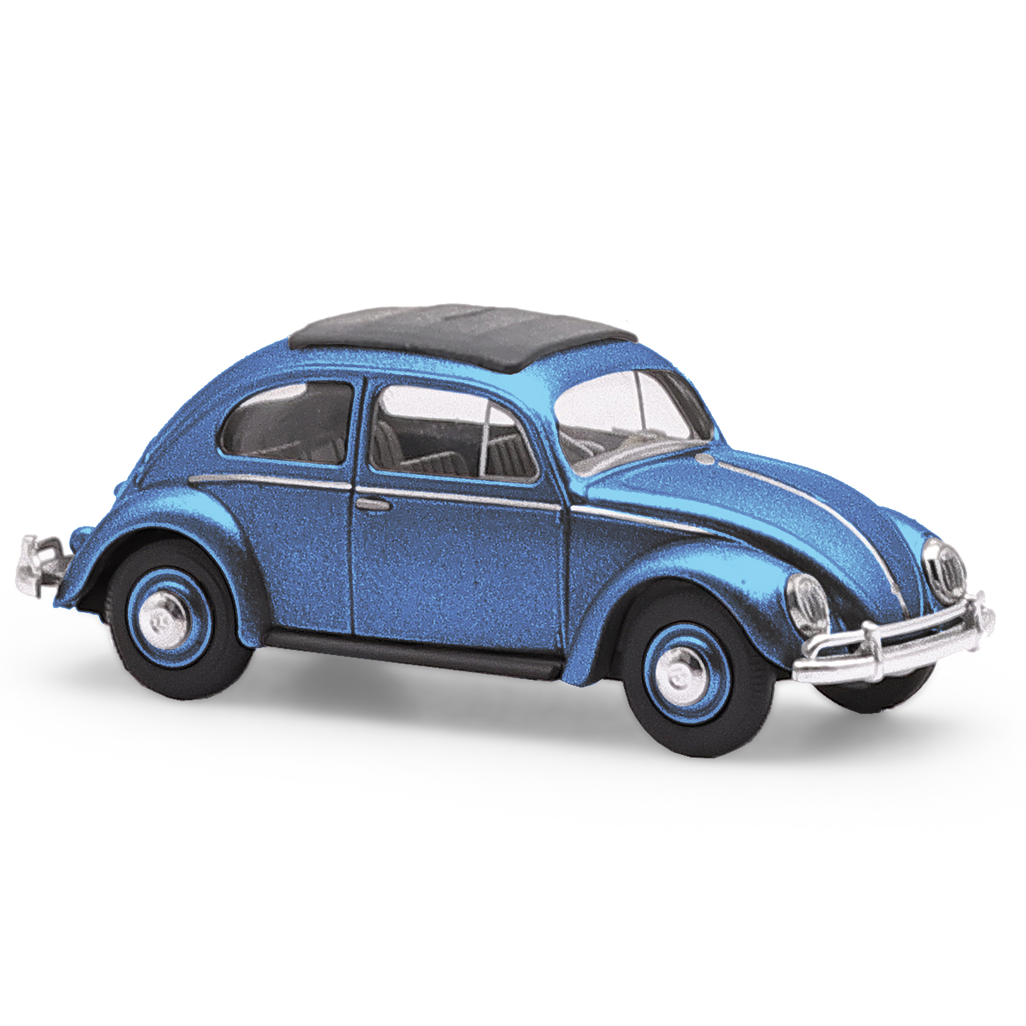 VW Käfer mit Ovalfenster in Export Ausführung, blaumetallic
