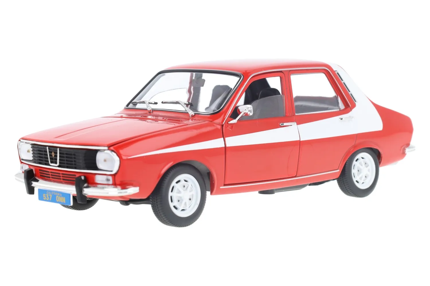 Renault 12, rot mit weißen Dekorstreifen