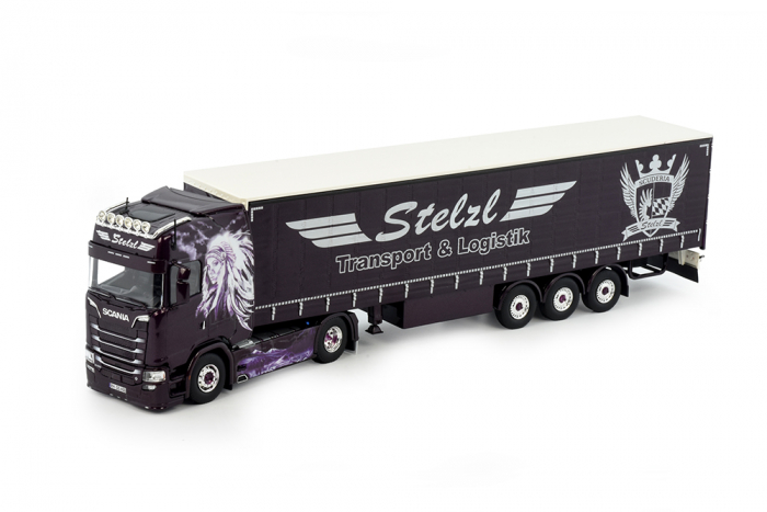 Scania Schiebeplanensattelzug der Spedition "Stelzl" 