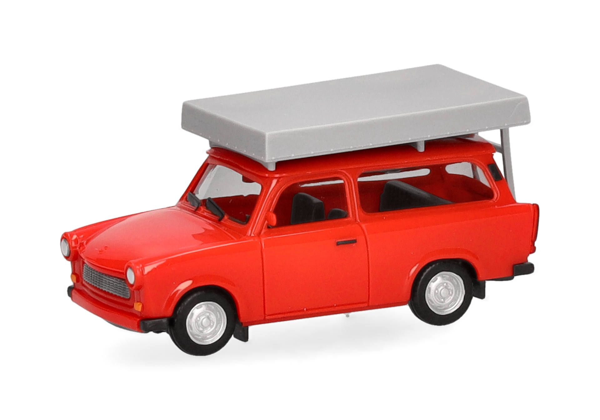 Trabant 601 Universal, knallrot mit Dachzelt 